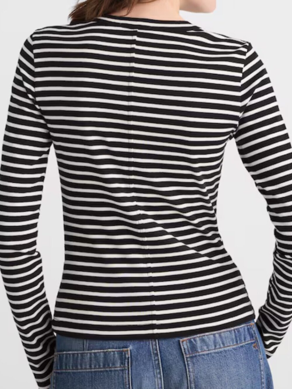 New Madewell The '90's Long-Sleeve Tee in Compact Cotton Bengal Stripe Small - Picture 2 of 6